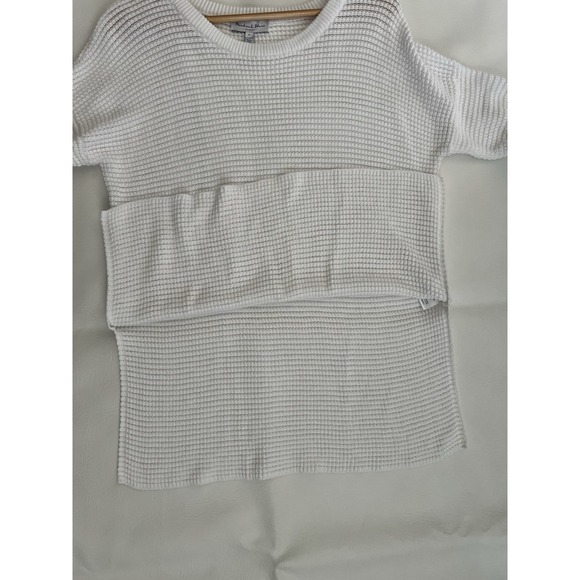 Michael Stars White Paige Waffle Knit White Sweater Medium Quiet Luxury Modest - Picture 6 of 8